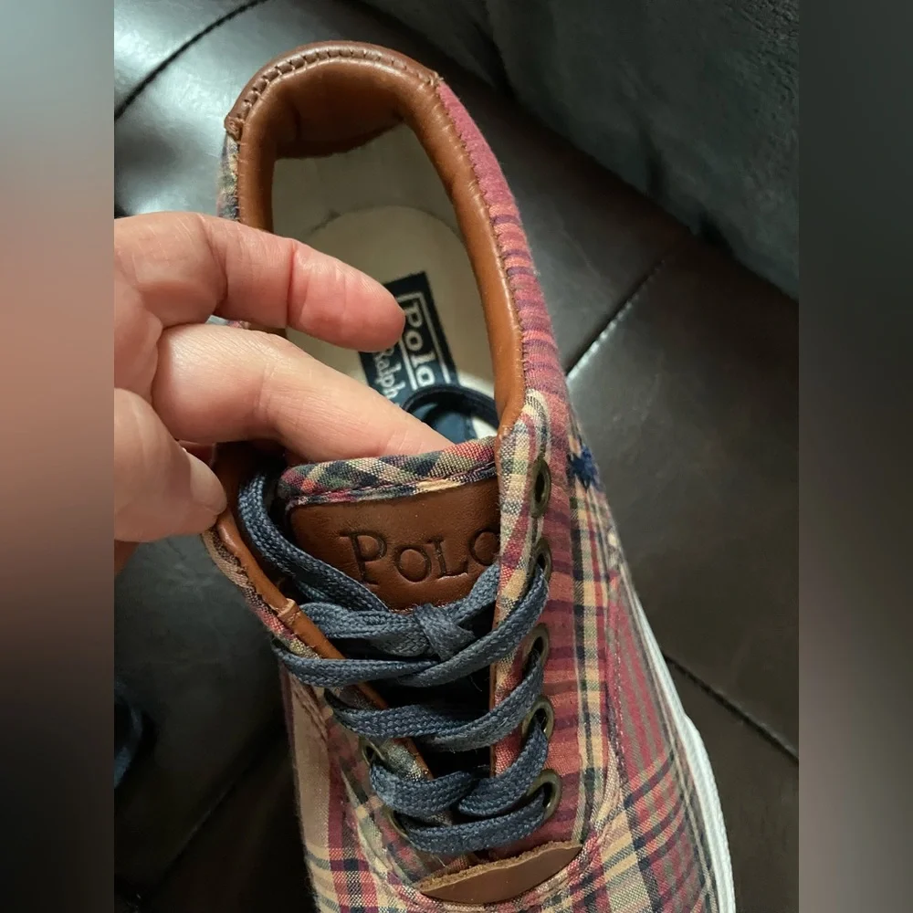 Polo by Ralph Lauren Plaid Sneakers - Burgundy and Navy - Picture 4 of 5